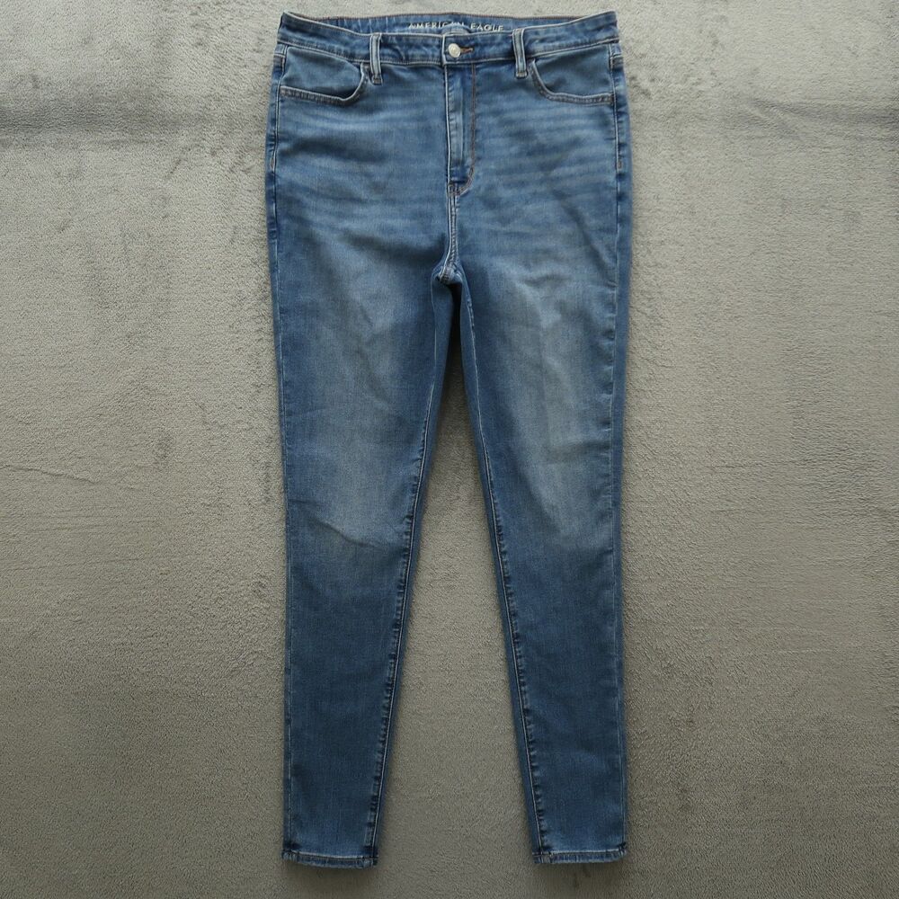 American Eagle Jeans Womens Size 14 Long Blue Super High-Rise Jegging 30" Inseam